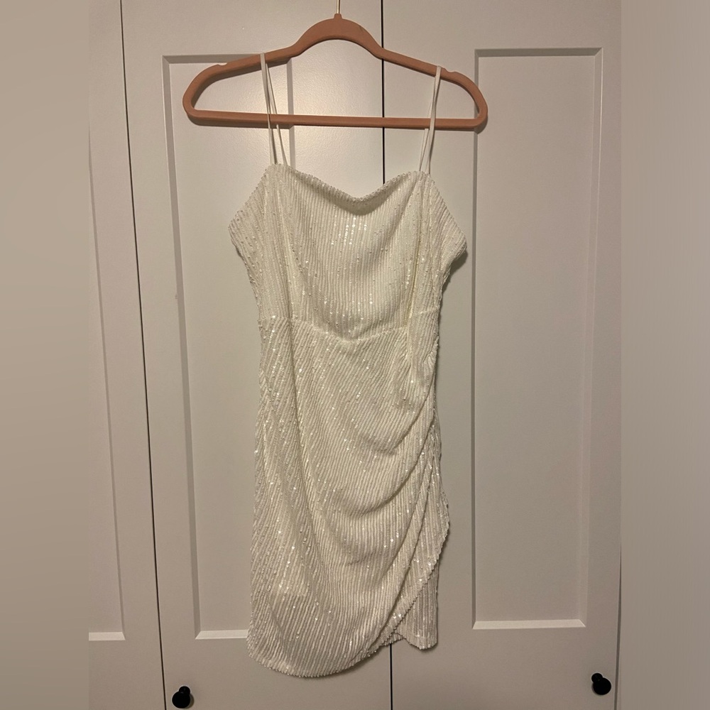 White sequin mini dress